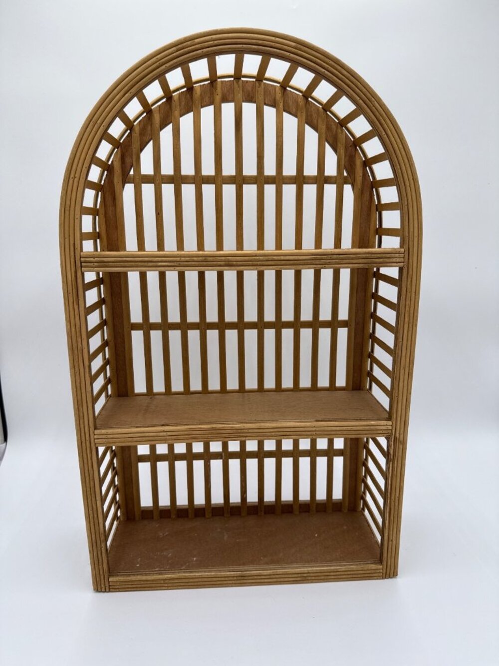 Arched Bamboo Wooden Wall Shelf Three Tiers Cottagecore Boho